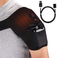 USB Heated Pain Relief Therapy Shoulder Brace for Rotator Cuff, Frozen Shoulder, Arthritis, Sport Injuries with 3 Adjustable Heating Modes, Auto Turn Off, Fit from S to L Size Body