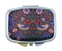 Value Arts Pill Box, William Morris Strawberry Thief, 2 Compartments, 2.25 Inches Wide