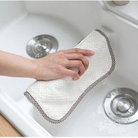 SUJING Kitchen Dish-Cloths Scrubbing Dishcloths Kitchen Cloths Cleaning Cloths Coral Velvet Hand Towels (beige)