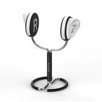 SCENES Lifelike VR Recording Earphone Stand, Live Broadcast 3D Earphone Stand, Real Head Structure Earphone Bracket, Bionic Ears, ASMR, Black and White