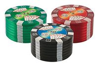 1.5" Poker Chip Design 3pc Grinder Pollen Catcher Hand Muller