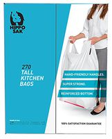 Handle Trash Bag, Hippo Sak® with Power Strip, 13 Gallon Tall Kitchen, 270 Count