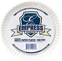 30400 Empress Uncoated Paper Plate 9" White 1000 per case