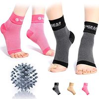4GEAR SPORTLIFE 4G Plantar Fasciitis Socks Kit - 5PCs - 2 Pairs Foot Compression Sleeves & 1 Spiky Massage Ball - Best for Foot Pain Relief, Heel Spurs & Swelling