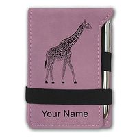 Mini Notepad, Giraffe, Personalized Engraving Included (Pink)