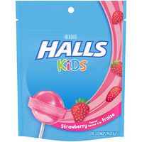 Halls Kids Pops Cough and Sore Throat Strawberry, 10 ct