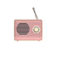 Wireless Retro Speakers, Dosmix Portable Bluetooth Vintage Speaker with Built-in Mic,USB, 8-9 Hours Playtime for Kitchen Bedrooms Desk Shelf Party Travel Android iOS Speaker, Coral Pink