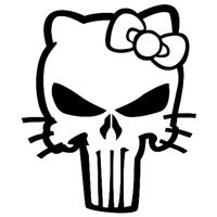 Hello Kitty Punisher Vinyl Decal Sticker | Cars Trucks Vans Walls Laptops Cups | Black | 5.5 inches | KCD1021