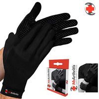 Mr. Arthritis - Copper Infused Full Length Arthritis Compression Gloves [Pair] and Doctor Written Handbook - Excellent Customer Service - Guaranteed Relief from Arthritis Symptoms Size (L)