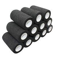 COMOmed Self Adherent Cohesive Bandage Latex FDA Approved 4"x5 Yards First Aid Bandages Stretch Sport Wrap Athletic Tape for Wrist Ankle Sprain and Swelling,Black(12 Rolls)