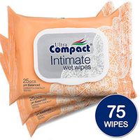 Ultra Compact Body Wipes for Women - Health and Beauty Feminine Wipes - pH-Balanced Cleansing Cloths - Shea Butter Fragrance - 25 Cleansing Wipes per Pack - Re-Sealable 3 Packs