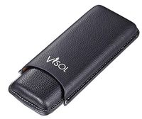 Visol Products Dakota Black 60 Ring Gauge Case-Holds 2 Cigars