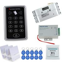 HFeng RFID Access Control System Kit Set 125KHz Reader Keypad Board with Power Supply Controller +Electric Drop Bolt Lock+ Door Exit Button Switch 1000 Users