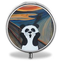 IMLONE Pill Organizer, Customized Funny Panda Pill Boxes with 3 Components and Mirror for Travelling and Daily Needs