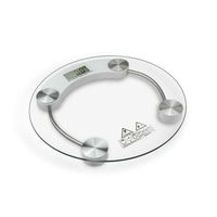 SHRIHARIHAR - High Accuracy Body Weight Scale Tempered Glass Round Digital Weighing Balance Capacity 180 KG 396 lb LCD Screen 4 Digits Display Bathroom Gym Monitor