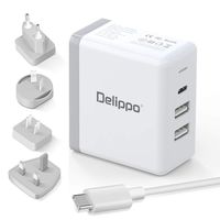 Delippo UL Listed 65W USB C Charger PD & QC 3.0 USB 3 in 1 Travel Wall Charger Adapter Compatible for Nintendo,Google Pixel,Galaxy S9 S8 Note8, iPhone X 8 MacBook Pro 13/15, MacBook 12, Dell,HP More