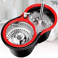 YWAWJ Upgraded Stainless Steel Deluxe Mop Bucket Floor Cleaning System Included Handle With 3 Microfiber