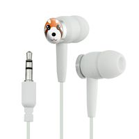 Red Panda Face Novelty in-Ear Earbud Headphones - White