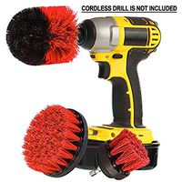 Original EZ Scrub Drill Brush 3 Piece Set (Red) - All Purpose Power Scrubber Cleaning Brush for Grout, Floor, Bathroom Tile, Kitchen, Outdoor
