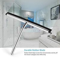 Shower Squeegee Wall Hanging Glass Wiper with Hook Stainless Steel Glass Wiper Window Wiper Shower Door Squeegee Long Handle Glass Wiper Cleaner