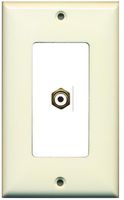 RiteAV - 1 RCA White for Subwoofer Audio Port Wall Plate Decorative - Light Almond & White - Bracket Included