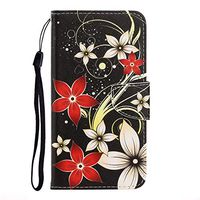 Cfrau Flip Wallet Case with Black Stylus for Samsung Galaxy S20 Ultra 6.9",Premium Colorful Painted Strap PU Leather Stand Card Slots Full Body Case for Galaxy S20 Ultra 6.9",Red Flower