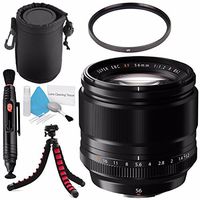 Fujifilm XF 56mm f/1.2 R Lens 16418649 + 62mm UV Filter + Deluxe Cleaning Kit + Lens Pouch + Lens Pen Cleaner + Flexible Tripod Bundle