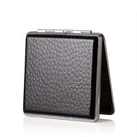 KISEER Leather Double Sided Open Cigarette Case Box Holder for 20 Cigarettes (Black)