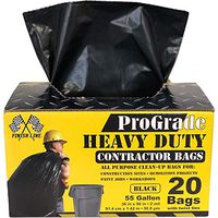 Reli. ProGrade Contractor Trash Bags 55 Gallon (20 Bags w/Ties) Black 55 Gallon Trash Bags Heavy Duty, Garbage Bags/Construction Bags (2 mil) (55 Gallon - 60 Gallon), Black