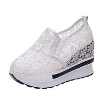 Women Shoes, Neartime 2018 Fashion New Lace Mesh Shoes Casual Breathable Slip-on High Platform Shoes