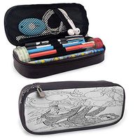 Sloth Stationery Pen Case Lovely Sloth with Its Baby in Forest Tree Outline with Ripe Fruits Cheering Nature Durable W3.5xL7.9 Black White