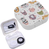 Portable Contact Lens Case Box Travel Kit Mirror + Bottle + Tweezers Container Holder [ Cute Scandinavian ]