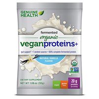Genuine Health Fermented Organic Vegan Proteins+, Natural Vanilla Protein Powder, 20g Protein, 15 Single Serving Packets