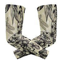 LEVEIS Seamless Pattern with Blooming Phlox Butterflies Arm Sleeves UV Protection for Men Women Sunblock Protective Gloves Running Golf Cycling Driving Long Arm Cover 1 Pair