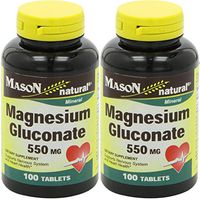Mason Vitamins Magnesium Gluconate 550 mg Tablets for Support of Nervous System & Heart Health* 100 Tablets per Bottle Pack of 2 Total 200 Tablets