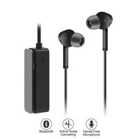 AKSONIC Active Noise Cancelling Earbuds Bluetooth Monitoring Earphones, Built-in Microphone with Clamp for Travel Work TV PC Smartphone Sports Flights Gaming, Volume Adjustable, Black