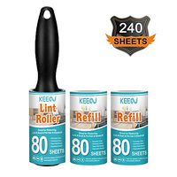 KEEOU Lint Rollers for Pet Hair, [240 Sheets Extra Sticky] Pet Hair Lint Remover with 1 Roller + 2 Refills, Lint Roller Value Set Brush for Dog & Cat Hair Removal, Clothes, Funitures, Car (3 Pack)