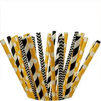 Bumblebee 100 pcs Biodegradable Paper Straw, Drinking Straws for Birthdays, Weddings, Baby Showers, Celebrations and Parties