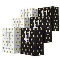 Eco Works Inc. 6 Large Gift Bags - Goody/Christmas/Party Favor Bags with Handles in Bulk - 2 Assorted Colors 230g Bags with Metal Eyelets and Cardboard Padding on Bottom.