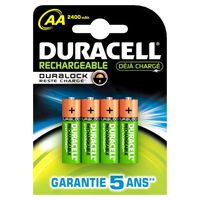 Duracell Pre Charged Rechargeable 2400mAh AA Batteries-Pack of 4