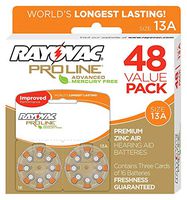 Rayovac Mercury Free Proline Advanced Size 13 Hearing Aid Batteries, Total of 48 Batteries
