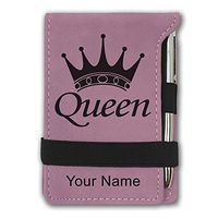 Mini Notepad, Queen Crown, Personalized Engraving Included (Pink)