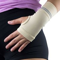 Compression Wrist Support Sleeve - Relieve Carpel Tunnel, Wrist Pain - Best Wrist Support - Improve Circulation and Support Wrist (Single Sleeve) (Beige, M)