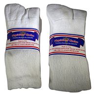 6 Pair Physicians' Choice WHITE Sz. 13-15 Diabetic Socks Crew Mid-Calf Loose Fit Tops Made in USA