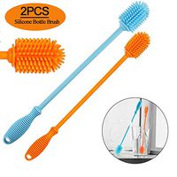 12'' 15'' Long Handle Silicone Bottle Brush, Baby Bottle Brush, Water Bottle Cleaning Set Multipurpose Dishwashing Cleaner Scrubbing Dish for Hydro Flask, Sport Bottle, Glassware