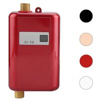 Electric Tankless Hot Water Heater, 110V 3000W Mini Tankless Instant Hot Water System with Leakage Protection and LCD Digital Display Bathroom Kitchen Washing, Version 02- Red