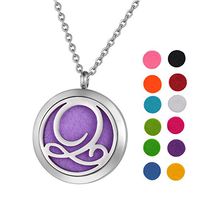 Aromatherapy Essential Oil Diffuser Necklace Sliver Tone Monogram Letter Q Locket Pendant