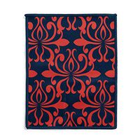 Damask Orange Navy 8 x 6 Polyester Microfiber Two Sided Eyeglass Cleaning Cloth