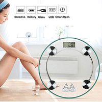 Manoch 180KG 396 pounds Tempered Glass Digital Electronic Body Scale Bathroom Weight Scale Material: Toughened Glass & Plastic Color: Transparent & White Dimensions: (1.38 x 10.24) inches (H x Dia.)
