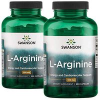 Swanson L-Arginine Essential Amino Acid Energy Cardiovascular Support Health Supplement (Free-Form Amino Acid, Nitric Oxide Precursor) 500 mg 400 Capsules (Caps) 2 Bottles